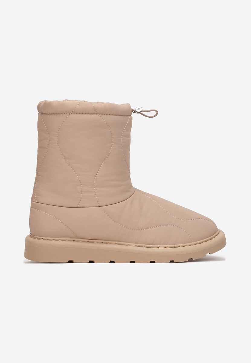 Ciemnobeżowe Ocieplane Śniegowce z Protektorem z Pikowanego Materiału Siani