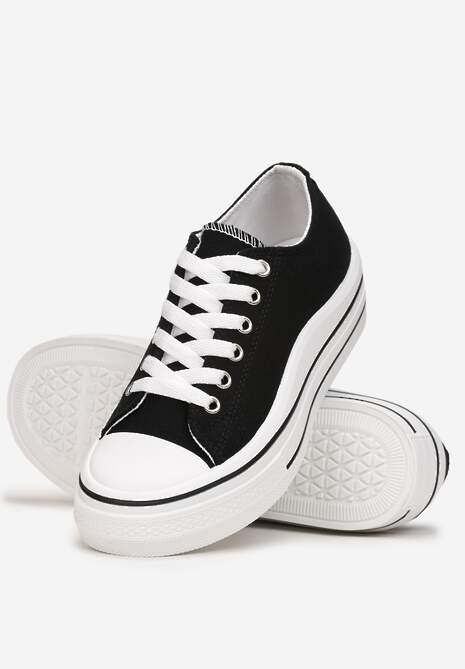 Czarne Sznurowane Trampki przed Kostkę Monserie
