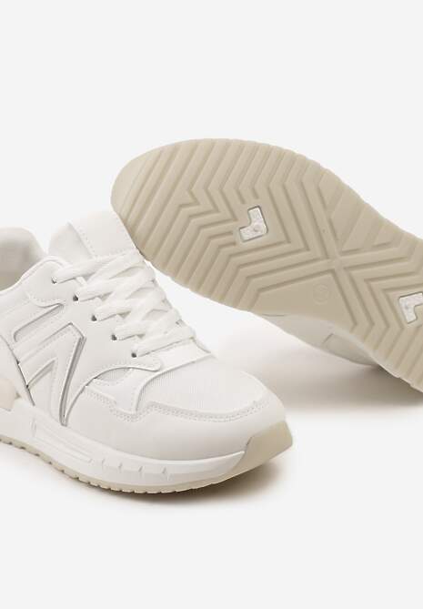 Białe Płaskie Sneakersy przed Kostkę z Ekozamszu ze Sznurowaniami Jrines