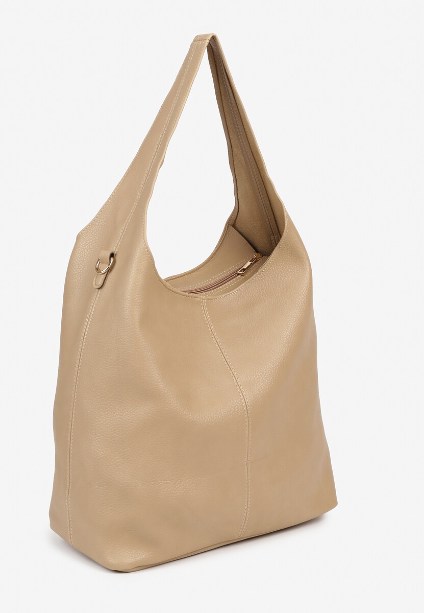 Ciemnobeżowa Klasyczna Torebka Hobo z Kosmetyczką i Paskiem Crossbody Fesulea