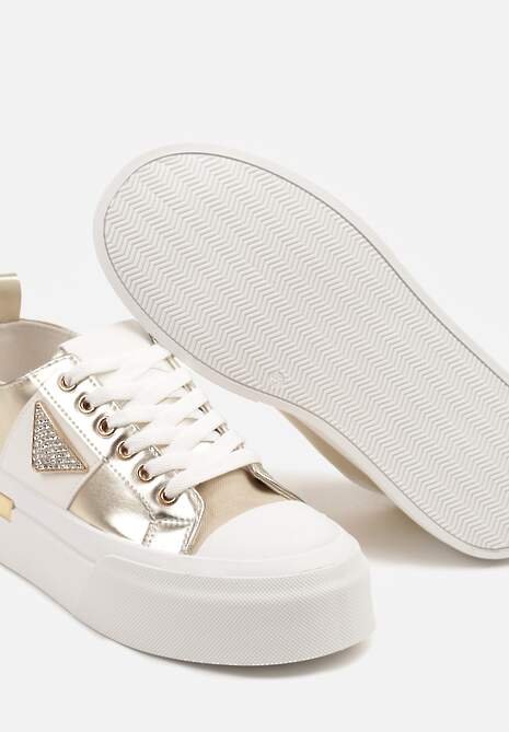 Złote Trampki na Grubej Podeszwie z Cyrkoniową Naszywką Penirea