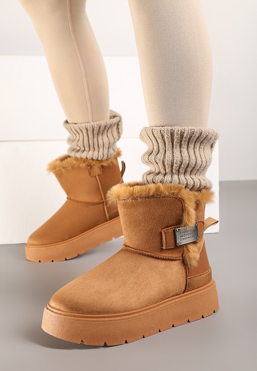 Brązowe Śniegowce na Platformie z Metaliczną Ozdobą Ennithiel