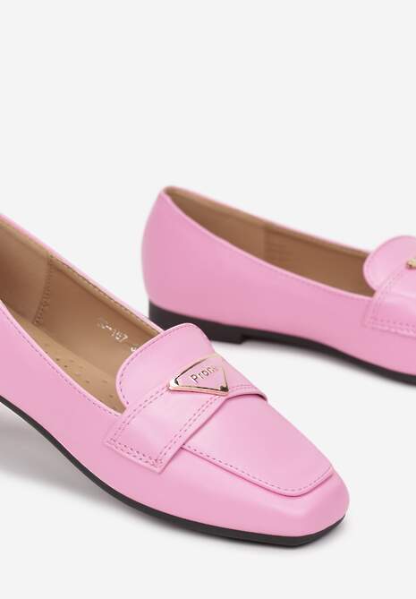 Różowe Mokasyny Loafersy z Klamerką i Płaską Podeszwą Kelse