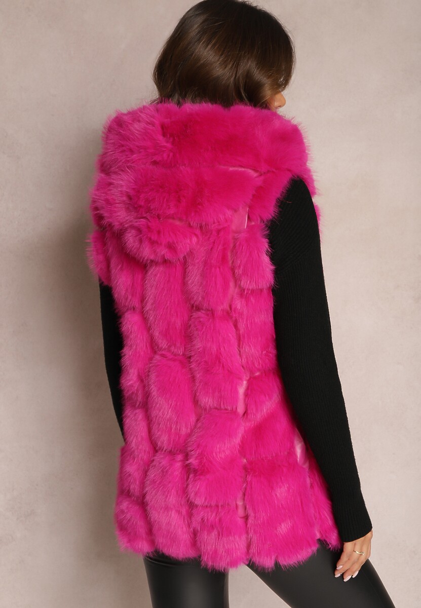 Fuksjowa Futrzana Kamizelka z Kapturem Konessa