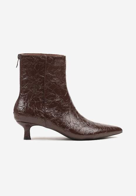 Brązowe Botki Vices na Kaczuszce Ozdobione Tłoczeniem Zaidora