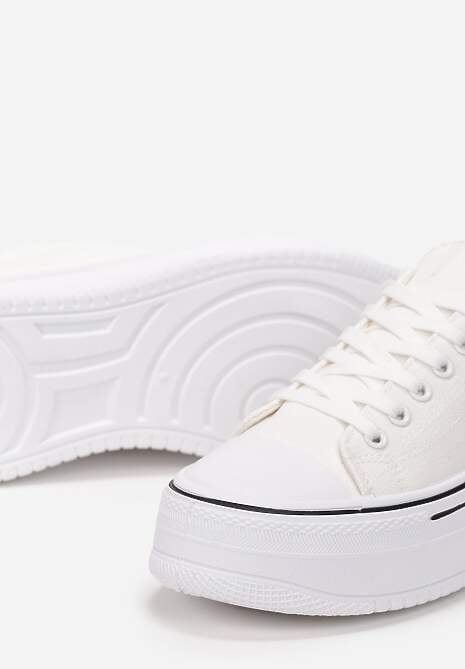 Białe Sznurowane Trampki na Grubej Podeszwie Vianka