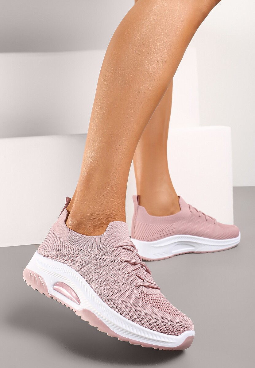 Różowe Wsuwane Buty Sportowe w Skarpetkowym Stylu z Ozdobną Podeszwą Moonlise