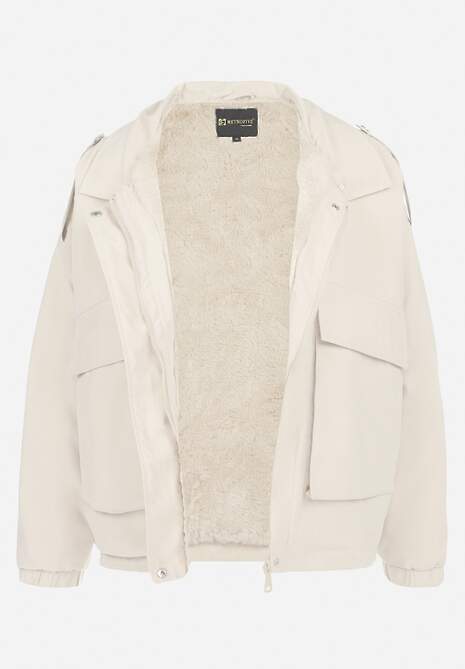 Jasnobeżowa Kurtka z Futerkiem Morgaia