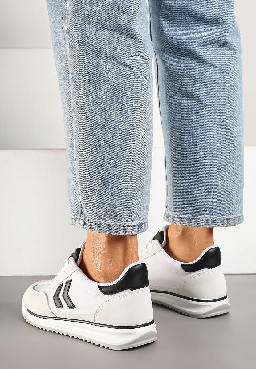 Białe Sneakersy ze Wzorem Strzałek Faltewia