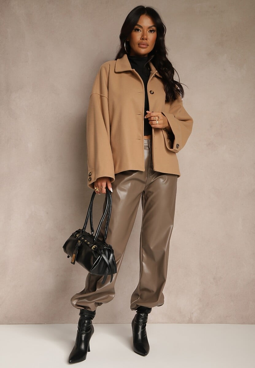 Beżowa Kurtka o Prostym Fasonie Tilanesa