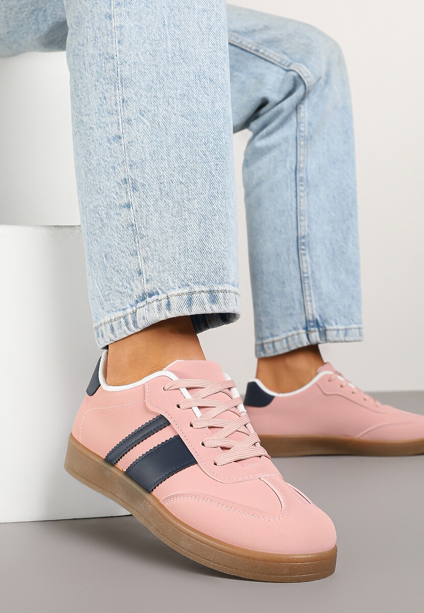 Czarne Sneakersy Typu Tenisówki Ozdobione Paskami Amolana