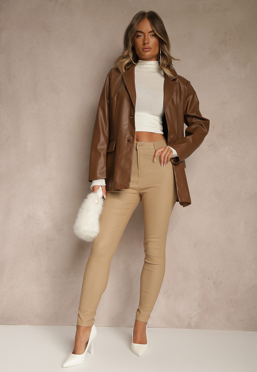 Czarne Casualowe Spodnie Skinny o Modelującym Fasonie Elovi