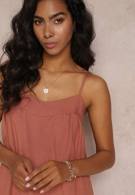 Ciemnoróżowy Kombinezon na Regulowanych Ramiączkach z Długimi Nogawkami z Bawełny Myrcela