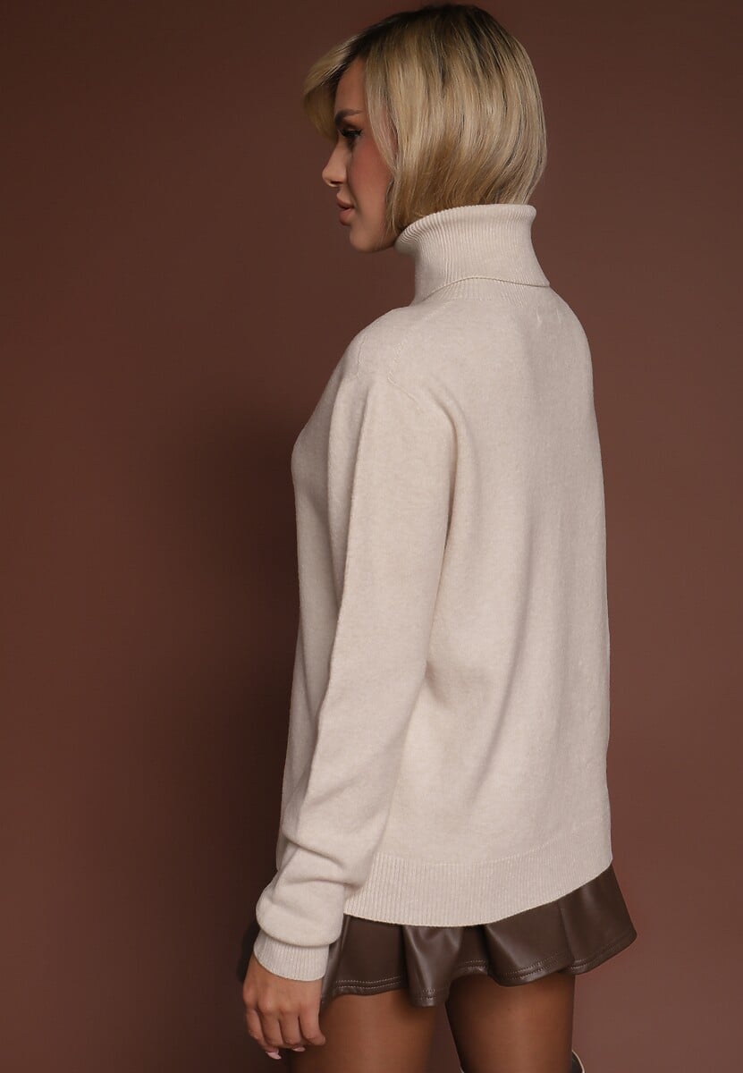 Beżowy Golf z Wełną i Wiskozą Olmeze