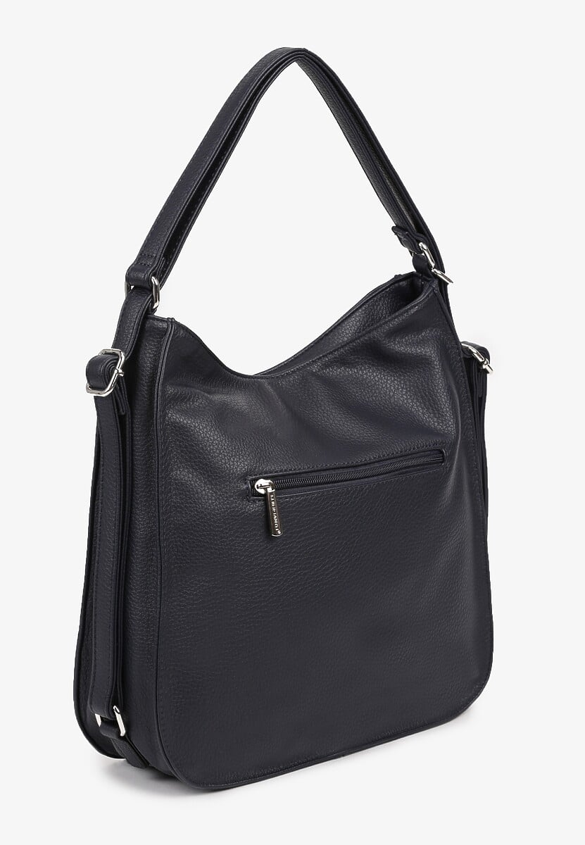 Granatowa Torebka na Ramię z Frędzlami i Suwakami Rivkio