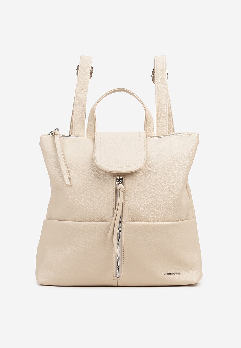 Jasnobeżowy  Plecak z Ozdobnym Suwakiem Rivzedi