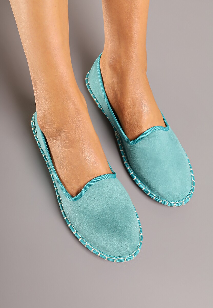 Niebieskie Espadryle Balerinki z Przeszyciami Firalissea