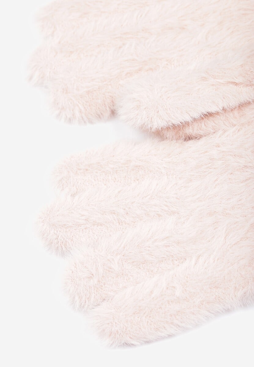Jasnoróżowe Pluszowe Rękawiczki Kodili