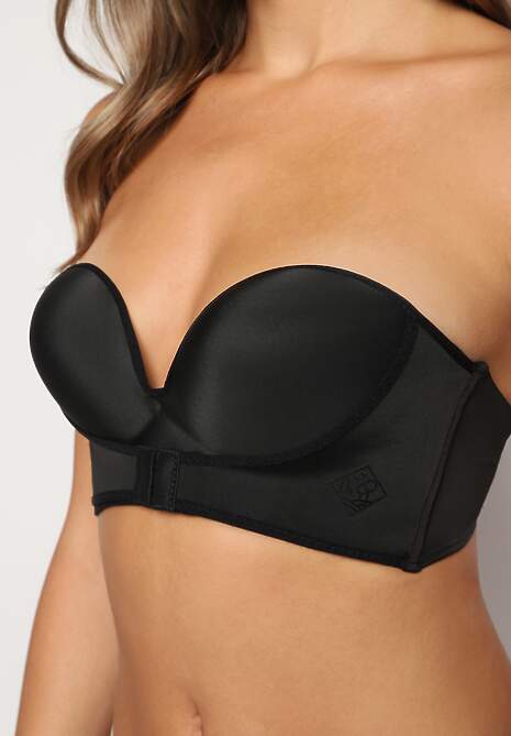 Czarny Usztywniany Biustonosz Miseczka C Push Up Wykończony Dodatkowym Ramiączkiem Evias