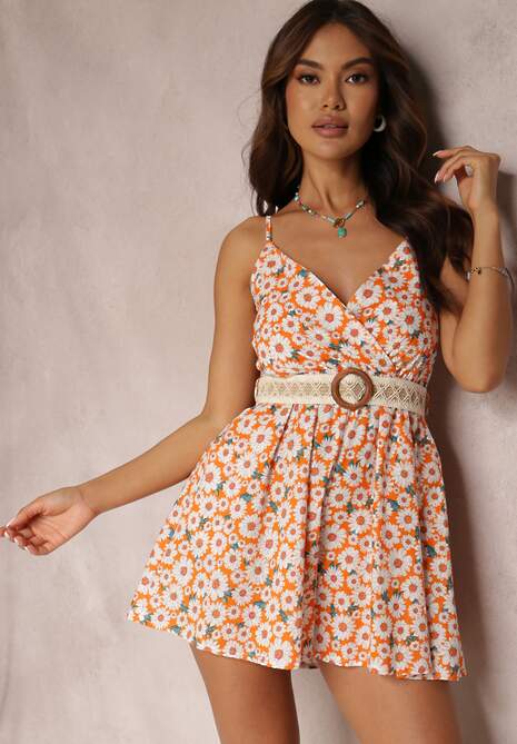 Pomarańczowy Kombinezon z Paskiem Filese