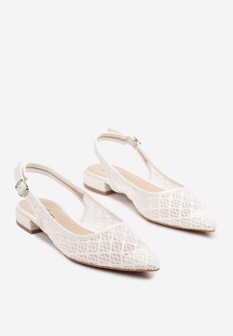 Białe Ażurowe Sandały ze Szpiczastym Noskiem i Odkrytą Piętą Elaneon