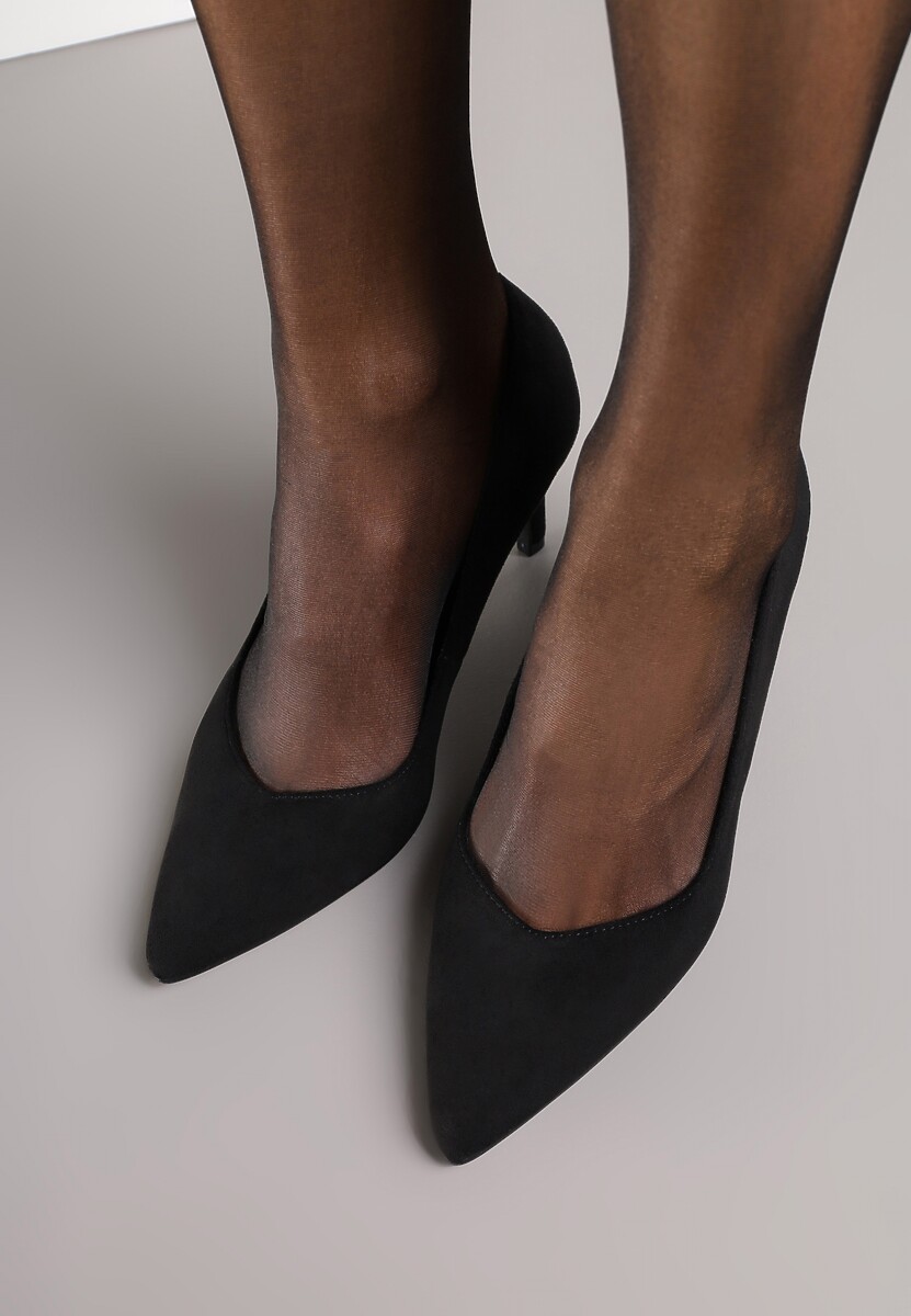 Czarne Czółenka Szpilki z Wkładką ze Skóry Naturalnej ze Szpiczastym Noskiem Mairisse
