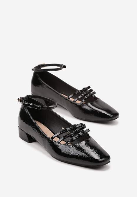 Czarne Czółenka Lakierowane Vices Mary Jane z Wkładką ze Skóry Naturalnej Rilunea