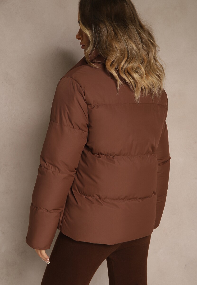 Brązowa Pikowana Kurtka na Napy Elriona