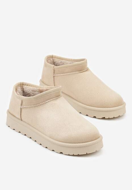 Beżowe Niskie Śniegowce o Wsuwanym Fasonie Alodra