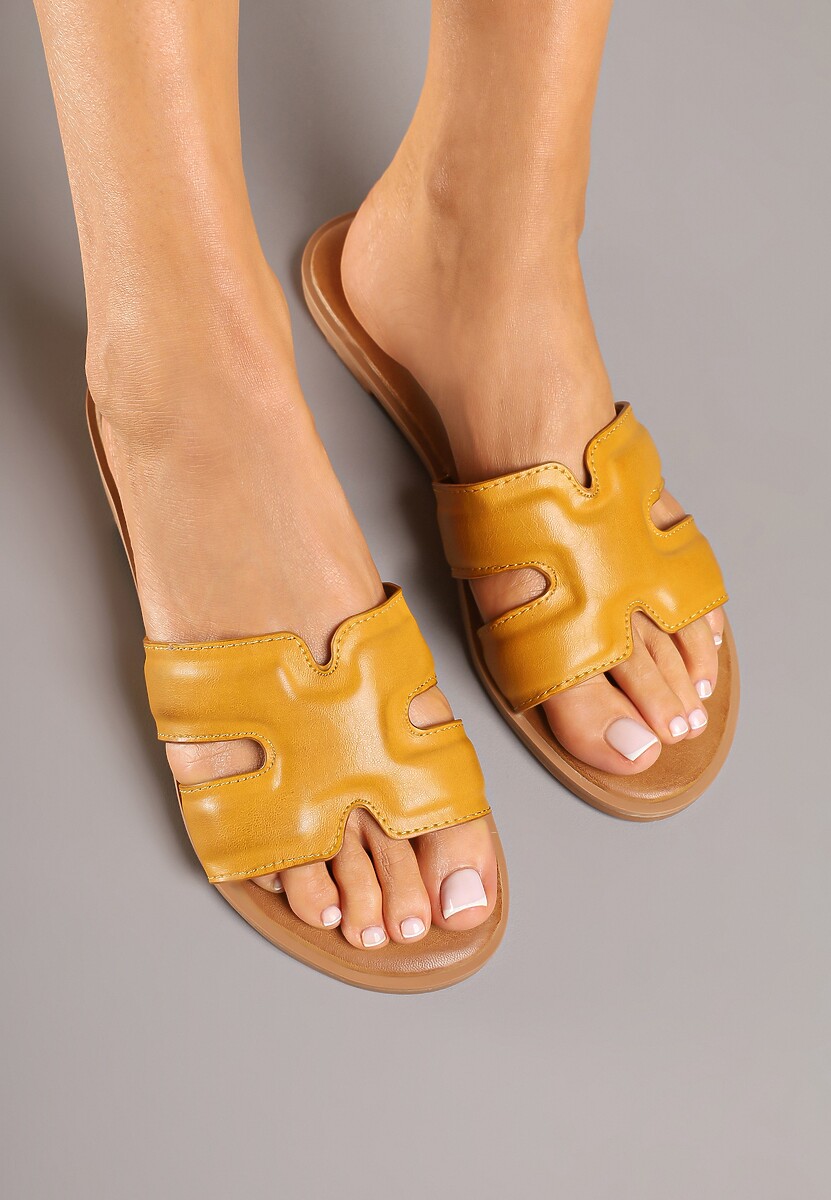Żółte Klapki Basic z Wycięciami Varauri
