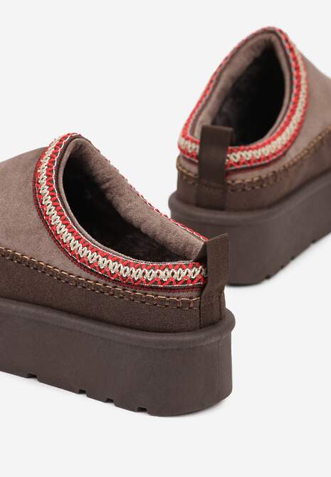 Ciemnobrązowe Śniegowce z Futrzanym Ociepleniem na Platformie Reiandea