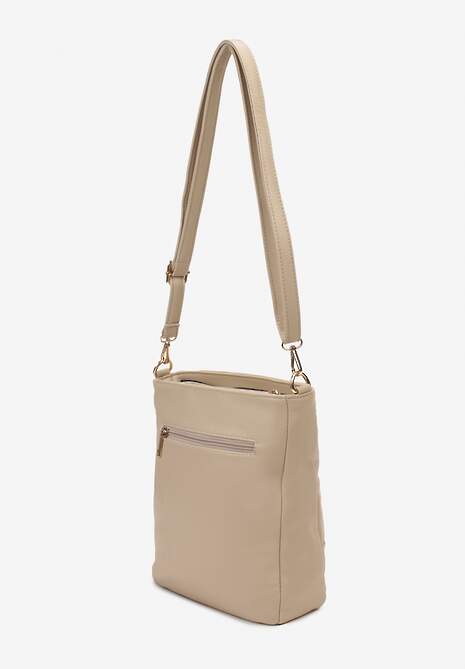 Jasnobeżowa Torebka o Kwadratowym Fasonie na Ramię Tafiana