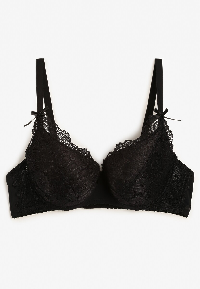 Czarny Usztywniany Biustonosz Koronkowy Typu Full Cup Dimarlaa