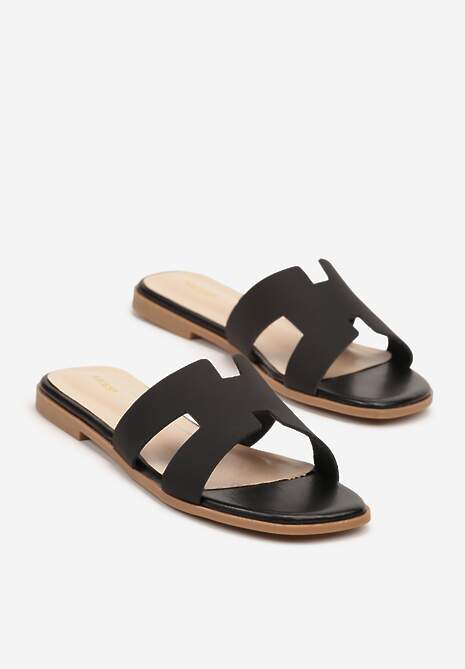 Czarne Klapki Vices Ozdobione Wycięciami Arnellta