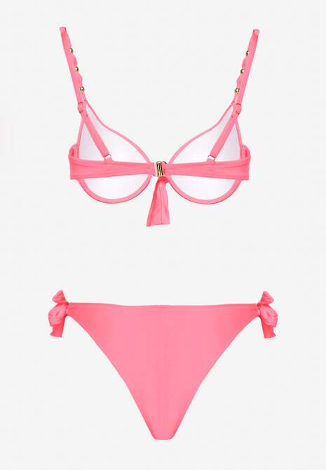 Różowe Bikini Majtki i Biustonosz z Wiązaniem Sadeenne
