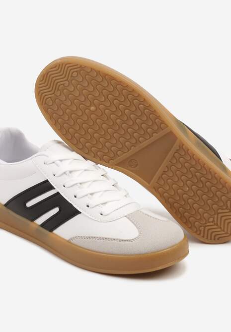 Biało-Czarne Sneakersy Kultowe Tenisówki Zdobione Przeszyciami Eveltewia