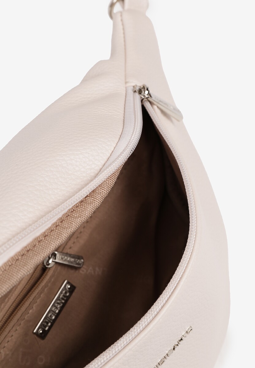 Jasnobeżowa Nerka ze Srebrnymi Detalami na Regulowanym Pasku Turessa