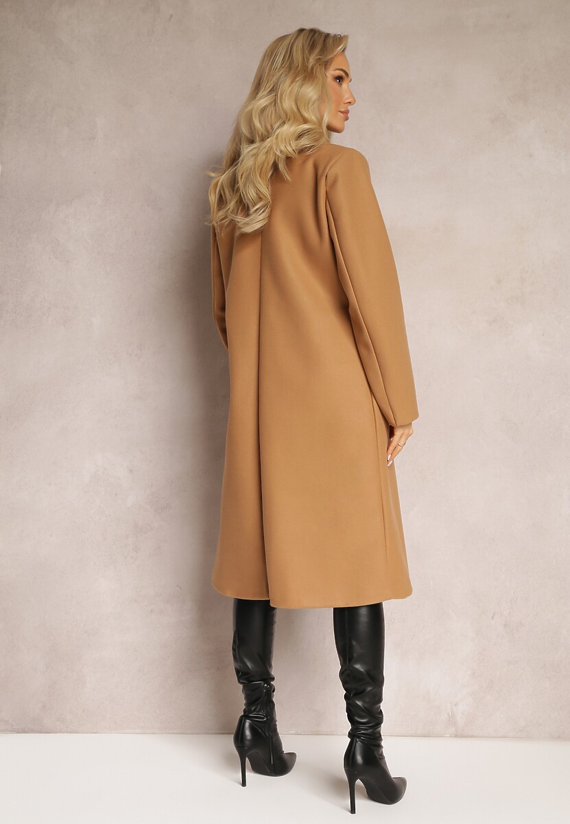 Beżowy Płaszcz Dwurzędowy Aminirn