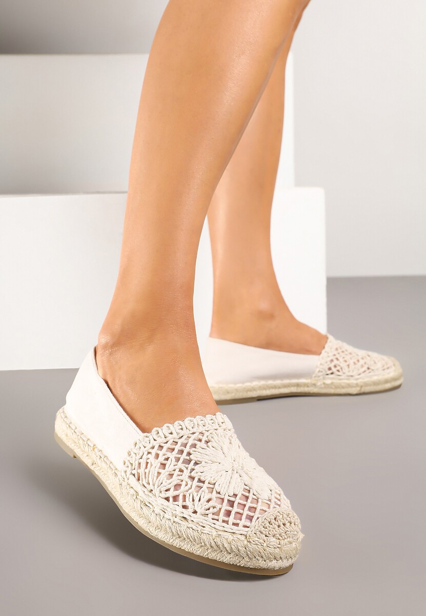 Niebieskie Espadryle z Ażurową Cholewką i Plecionką Sdivena