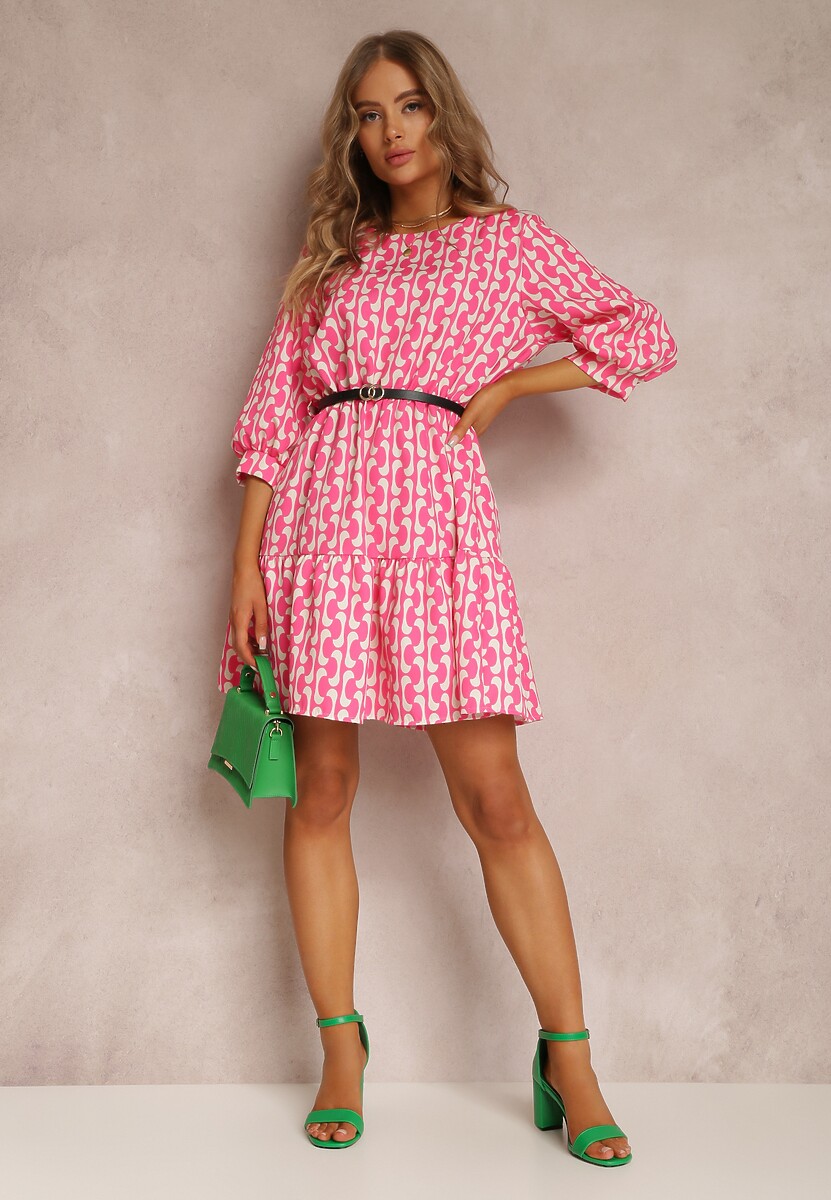 Różowa Sukienka z Paskiem Kaliphae