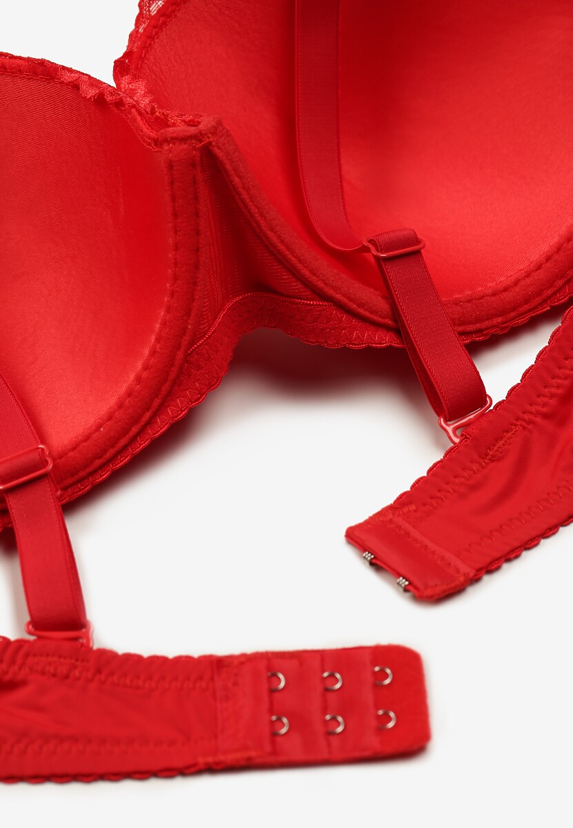 Czerwony Biustonosz o Fasonie Full Cup z Subtelną Koronką Aicine