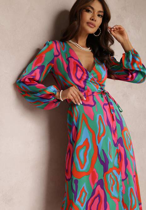 Zielono-Różowa Sukienka Lalope