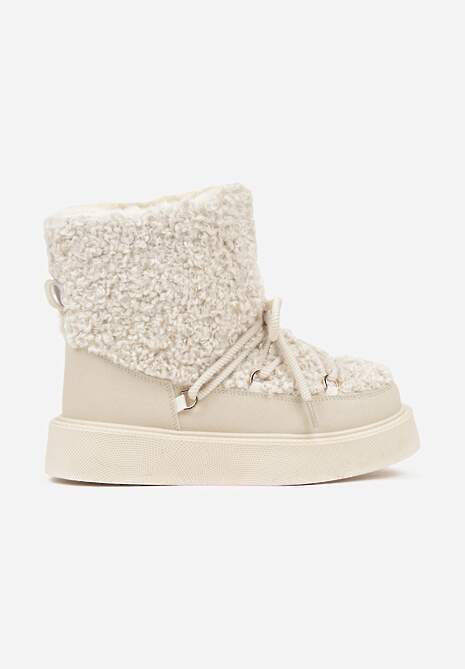Beżowe Śniegowce z Futerkiem Typu Teddy Allere