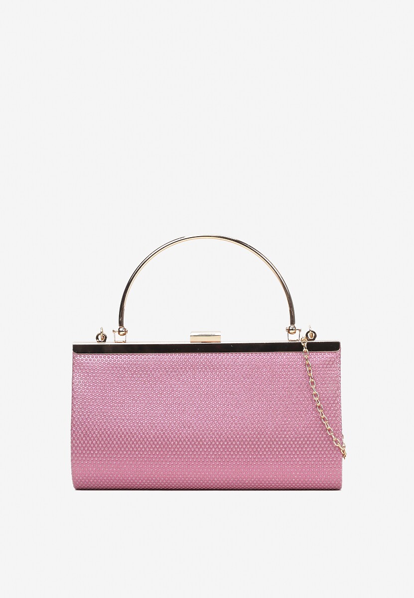 Różowa Kopertowa Torebka z Metalową Rączką i Brokatem Fortelsa