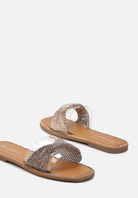 Szampańskie Klapki z Otwartym Noskiem Ozdobione Cyrkoniami Ramilde