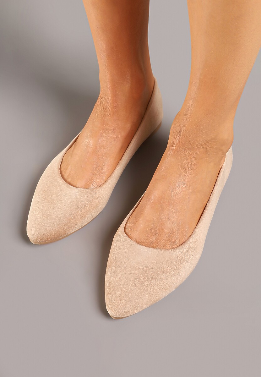 Ciemnobeżowe Basicowe Balerinki z Migdałkowym Noskiem Tulvia