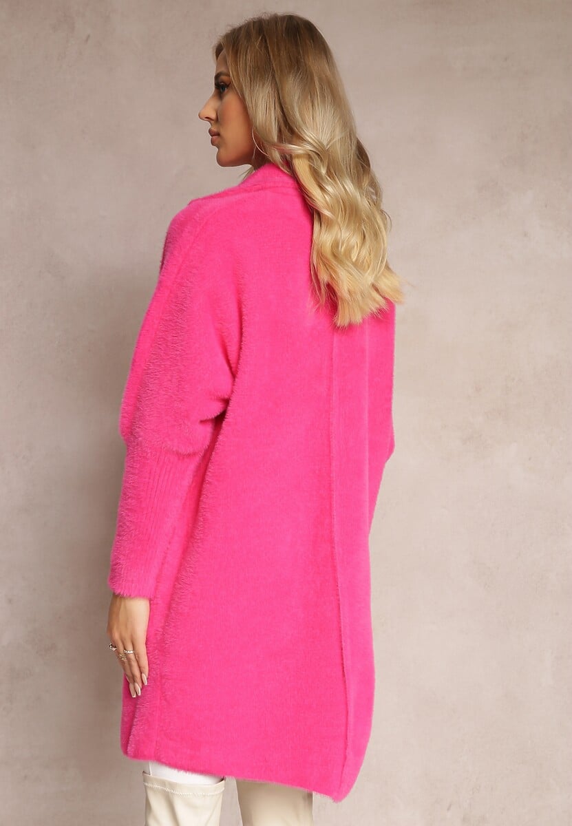 Fuksjowy Płaszcz z Bawełną Oversize Brumisia
