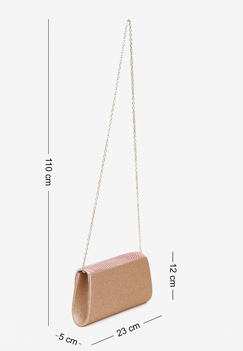 Szampańska Torebka Kopertówka Ozdobiona Tłoczeniem i Brokatem Delatira