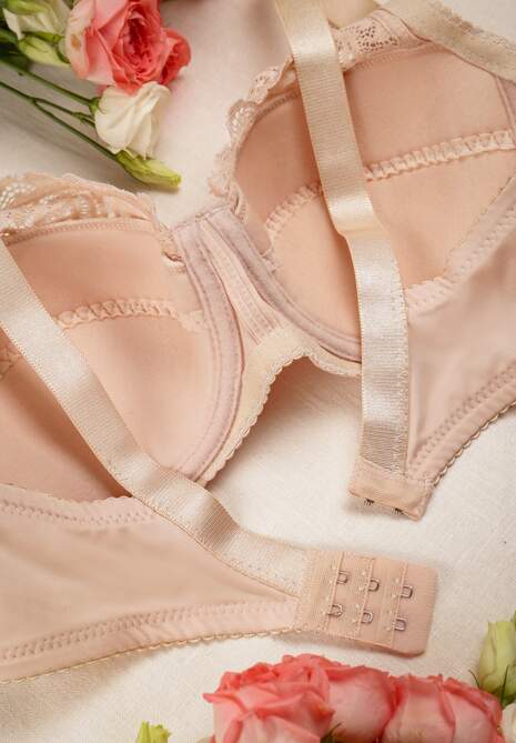 Jasnobeżowy Biustonosz Klasyczny Koronkowy Isarria