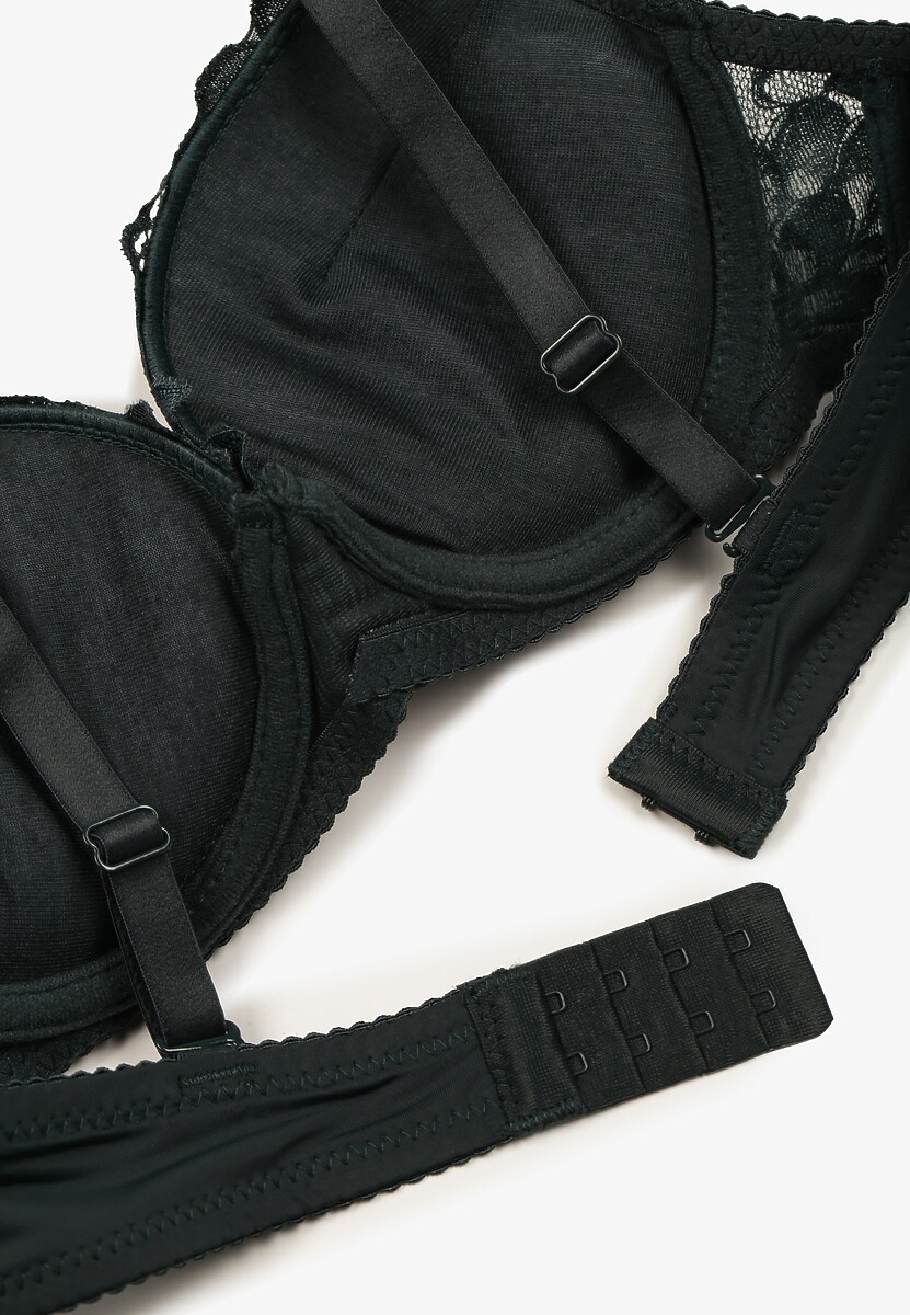 Ciemnozielony Biustonosz Push Up Ozdobione Koronką Sonevia